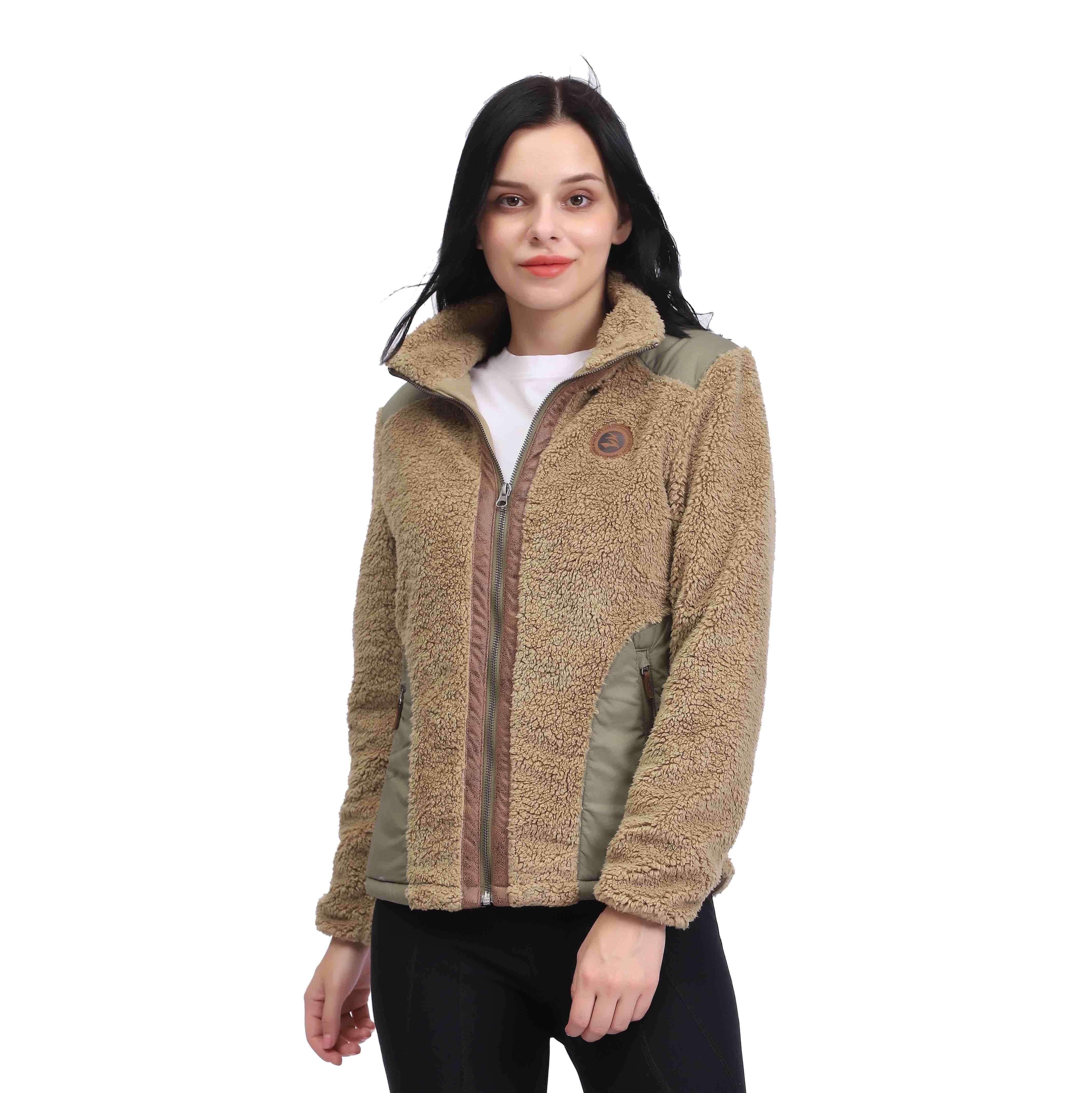 Chaquetas cortas de Sherpa para mujer Abrigo de lana de retazos con bolsillos con cremallera