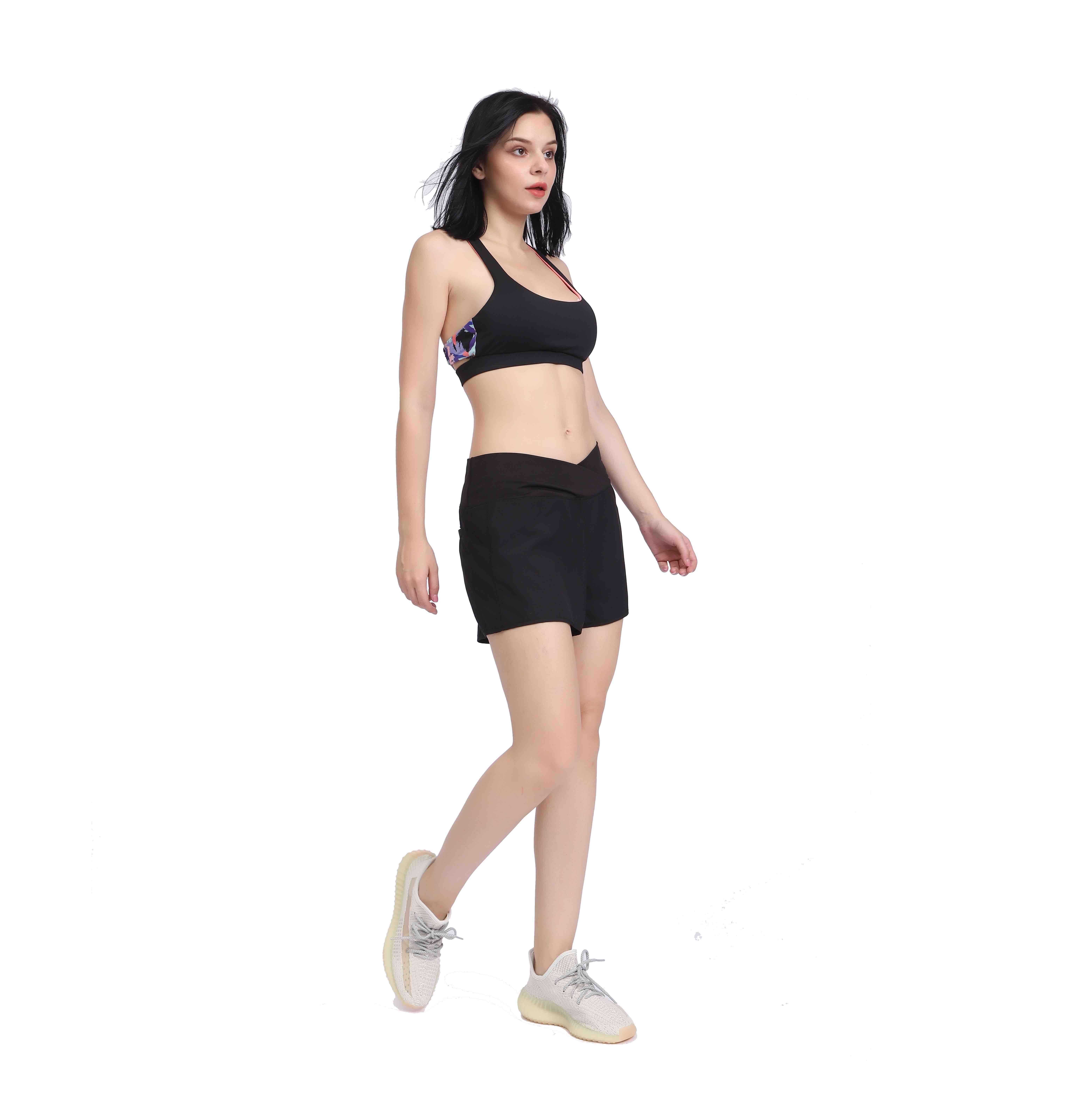 Pantalones cortos de entrenamiento para correr de cintura alta para deportes atléticos de secado rápido para mujer